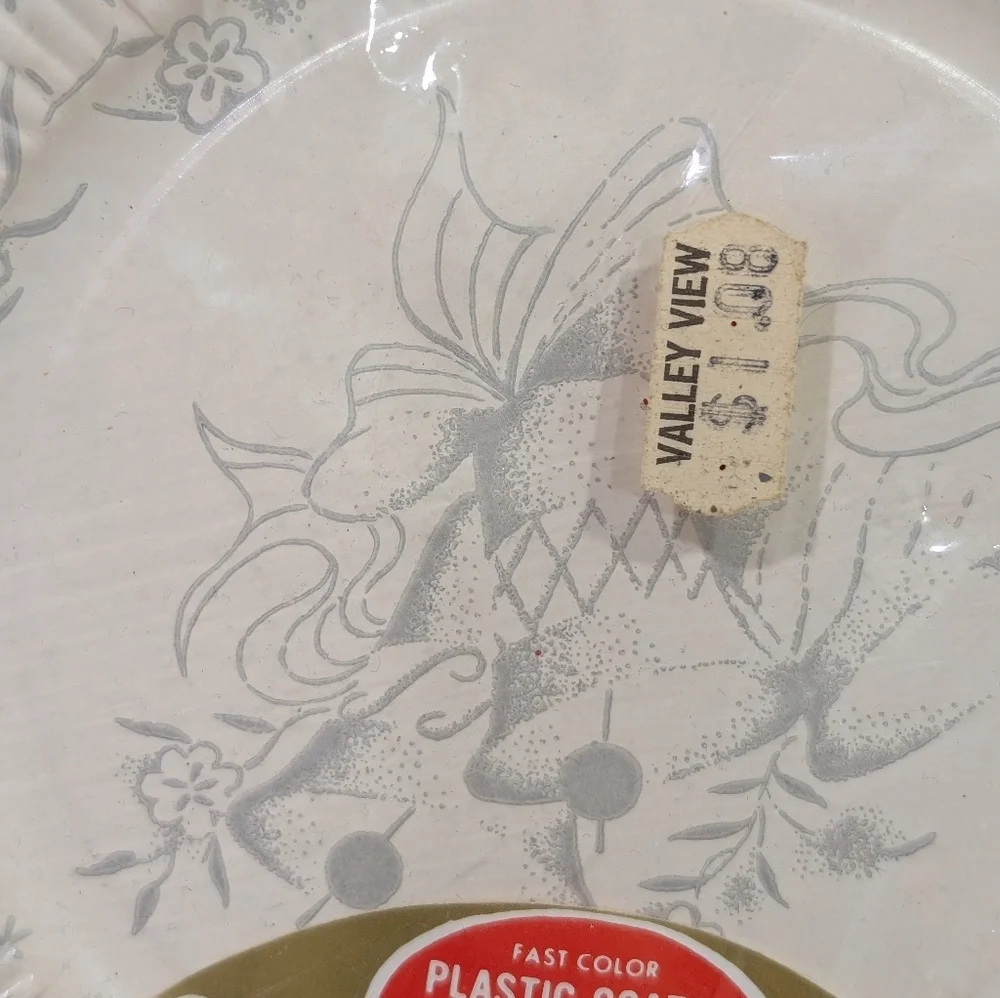 Vtg 1970's Sealed Tuttle Press Wedding Dessert Cake Plates White Silver Bells